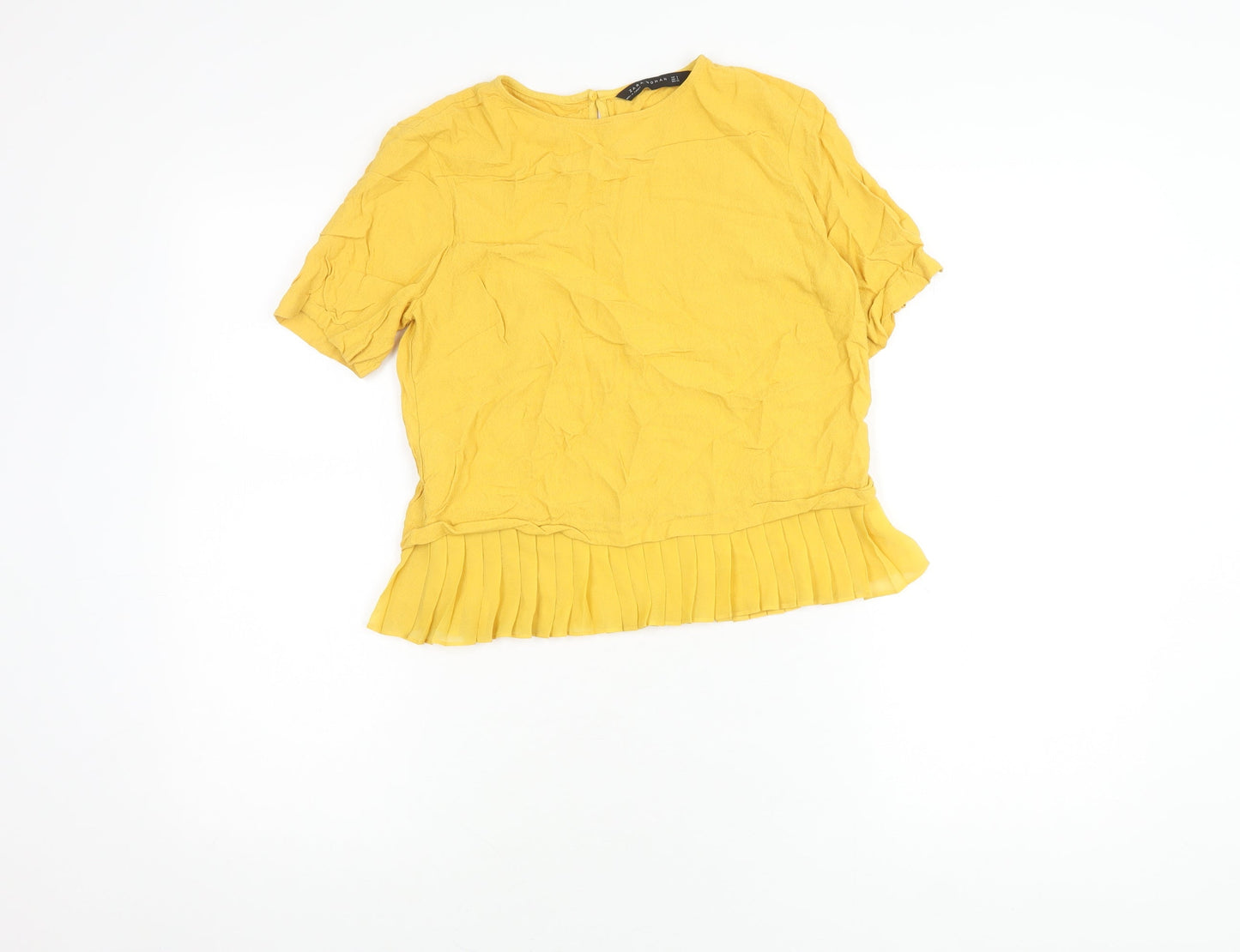 Womens UK Size 8 Zara Yellow Basic Blouse