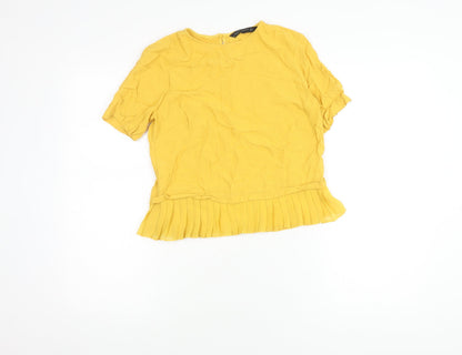 Womens UK Size 8 Zara Yellow Basic Blouse