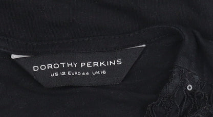 Womens UK Size 16 Dorothy Perkins Black Basic Blouse