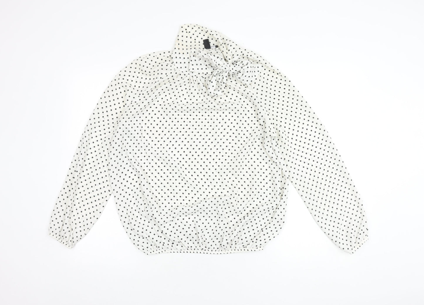 New Look Women’s White Polka Dot High Neck Blouse
