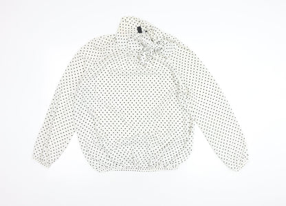New Look Women’s White Polka Dot High Neck Blouse