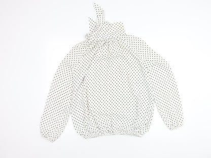 New Look Women’s White Polka Dot High Neck Blouse