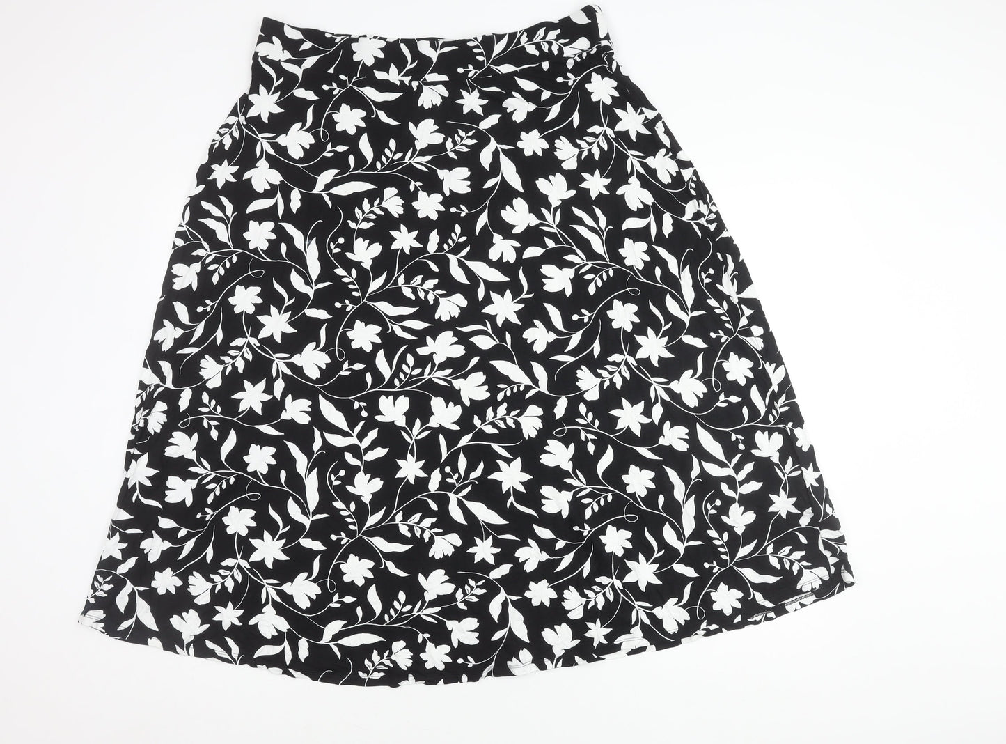 Marks and Spencer Women's Black Floral A-Line Skirt Size 18