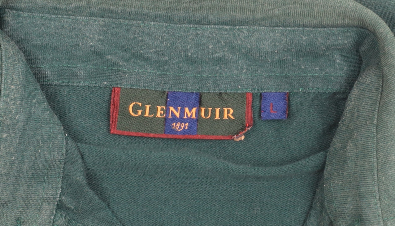 Glenmuir Men's Green Polo Shirt L Cotton Cashmere
