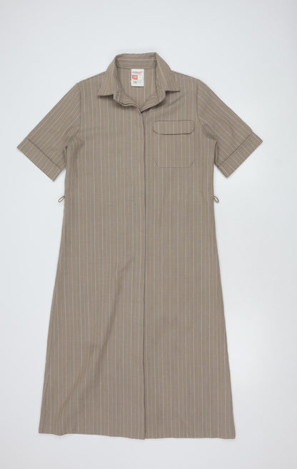 St Michael Beige Long Shirt Dress Women's Size 10