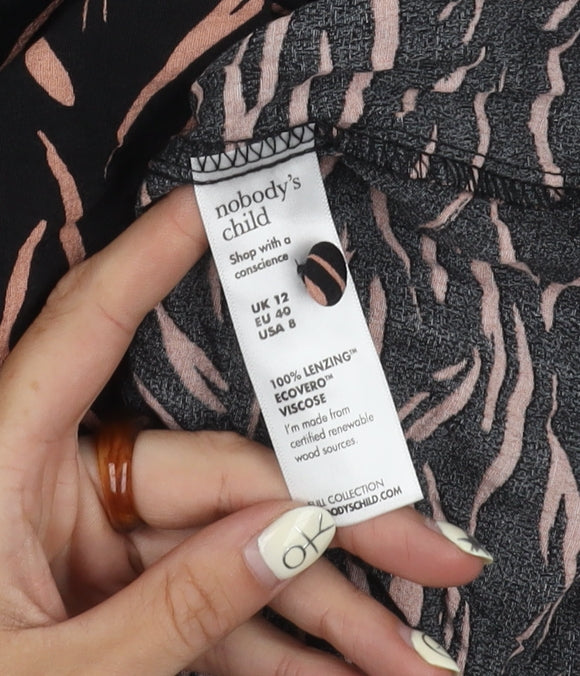 Nobody's Child Women's Black Animal Print Dress, Size 12
