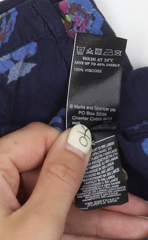 Marks and Spencer Women's Blue Floral Skirt, Size 10