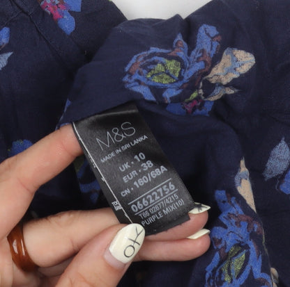 Marks and Spencer Women's Blue Floral Skirt, Size 10