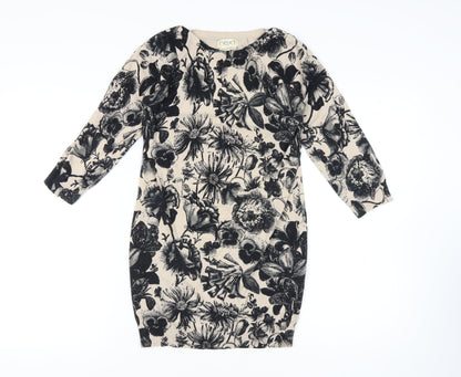 Next Women's Beige Floral Knit Dress Size 10