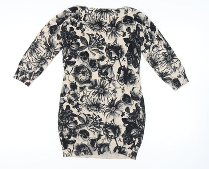 Next Women's Beige Floral Knit Dress Size 10