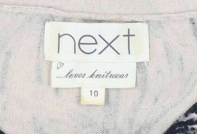 Next Women's Beige Floral Knit Dress Size 10