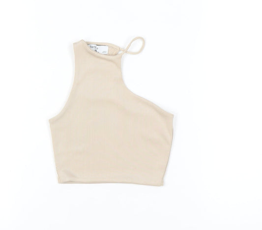 Bershka Women's Beige Camisole XS Summer Halter Tank