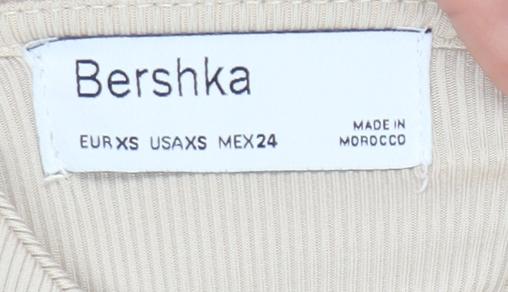 Bershka Women's Beige Camisole XS Summer Halter Tank