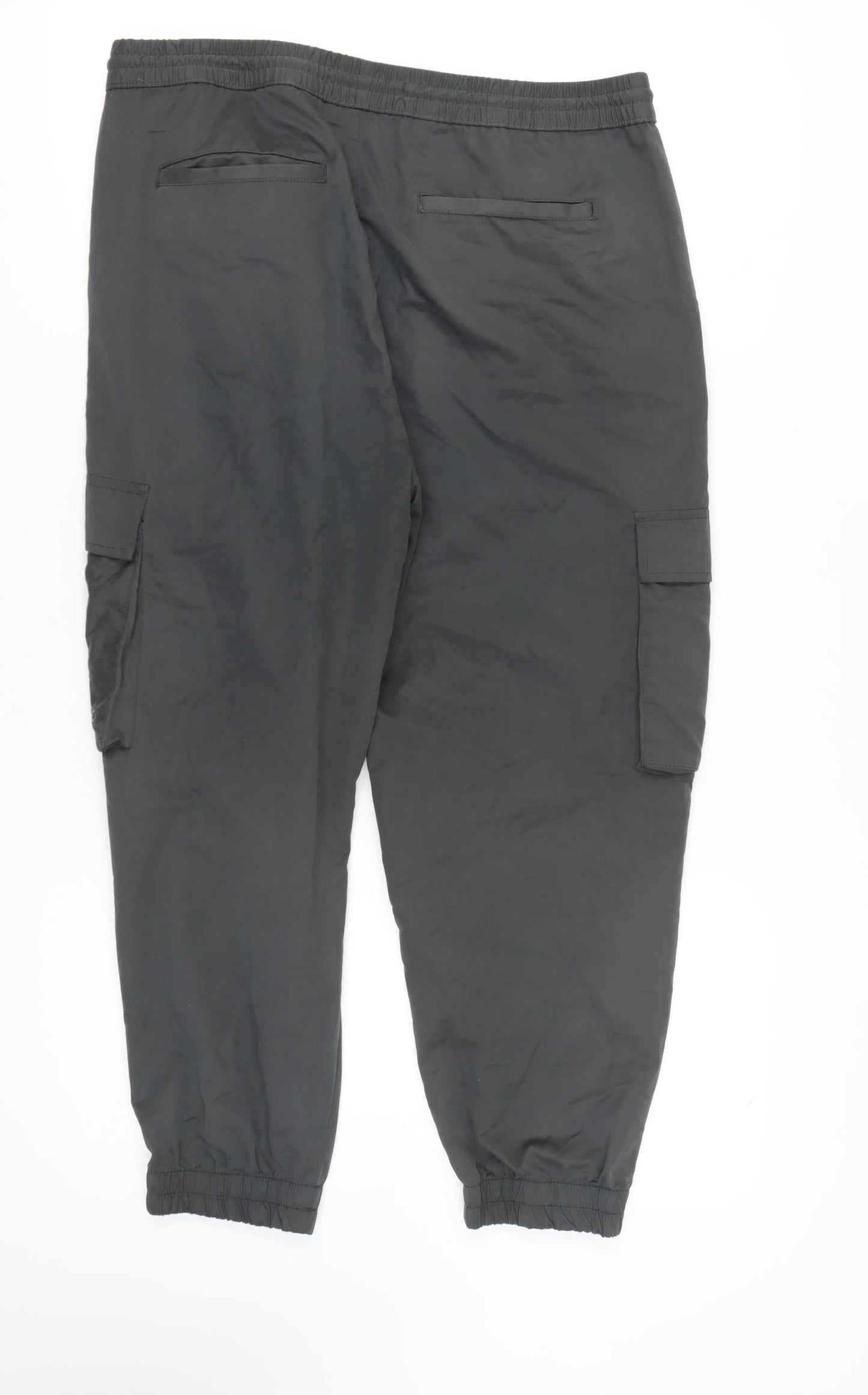 Unisex Adultss UK Size L Zara Relaxed Fit Cargo Black Trousers