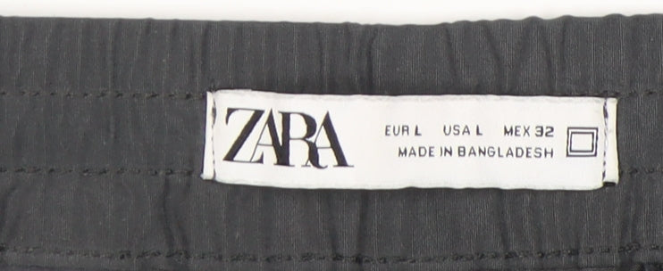 Unisex Adultss UK Size L Zara Relaxed Fit Cargo Black Trousers