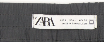 Unisex Adultss UK Size L Zara Relaxed Fit Cargo Black Trousers