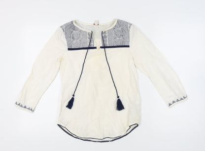 Esprit Women's White Tunic - Size 6, Cotton, Boho Style