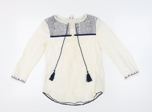 Esprit Women's White Tunic - Size 6, Cotton, Boho Style