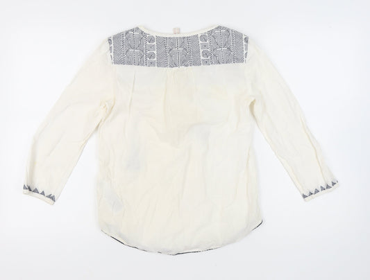 Esprit Women's White Tunic - Size 6, Cotton, Boho Style