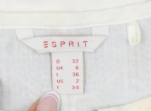 Esprit Women's White Tunic - Size 6, Cotton, Boho Style