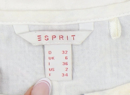 Esprit Women's White Tunic - Size 6, Cotton, Boho Style