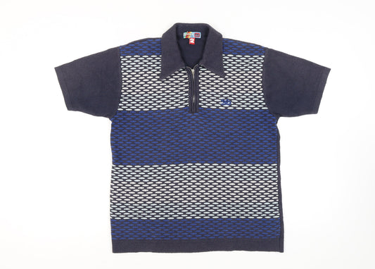Hooch Men's Blue Full Zip Knit Jumper Size 2