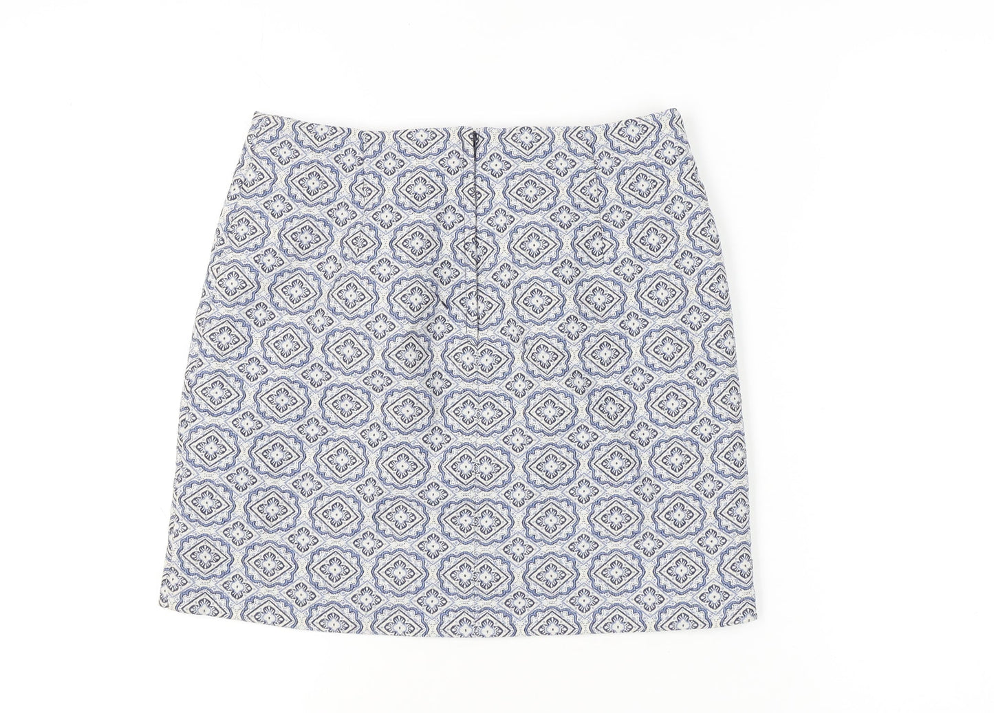 New Look Women's Blue Geometric Pencil Skirt - Size 10