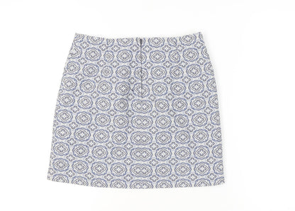 New Look Women's Blue Geometric Pencil Skirt - Size 10