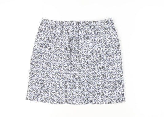 New Look Women's Blue Geometric Pencil Skirt - Size 10
