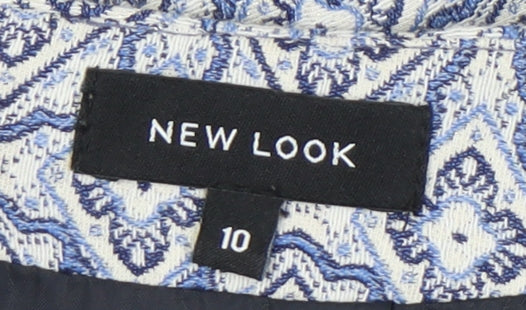 New Look Women's Blue Geometric Pencil Skirt - Size 10