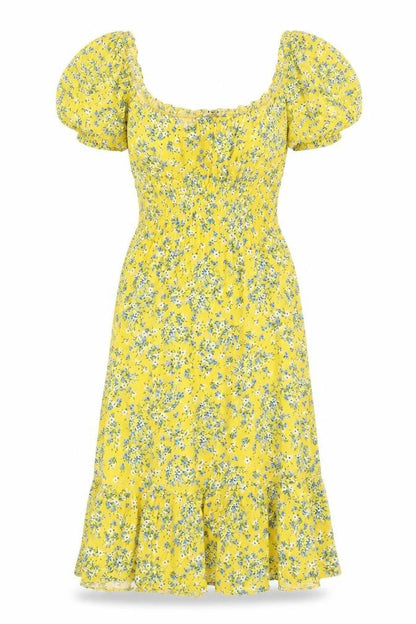 M&Co Women's Yellow Floral Midi Dress, UK 10