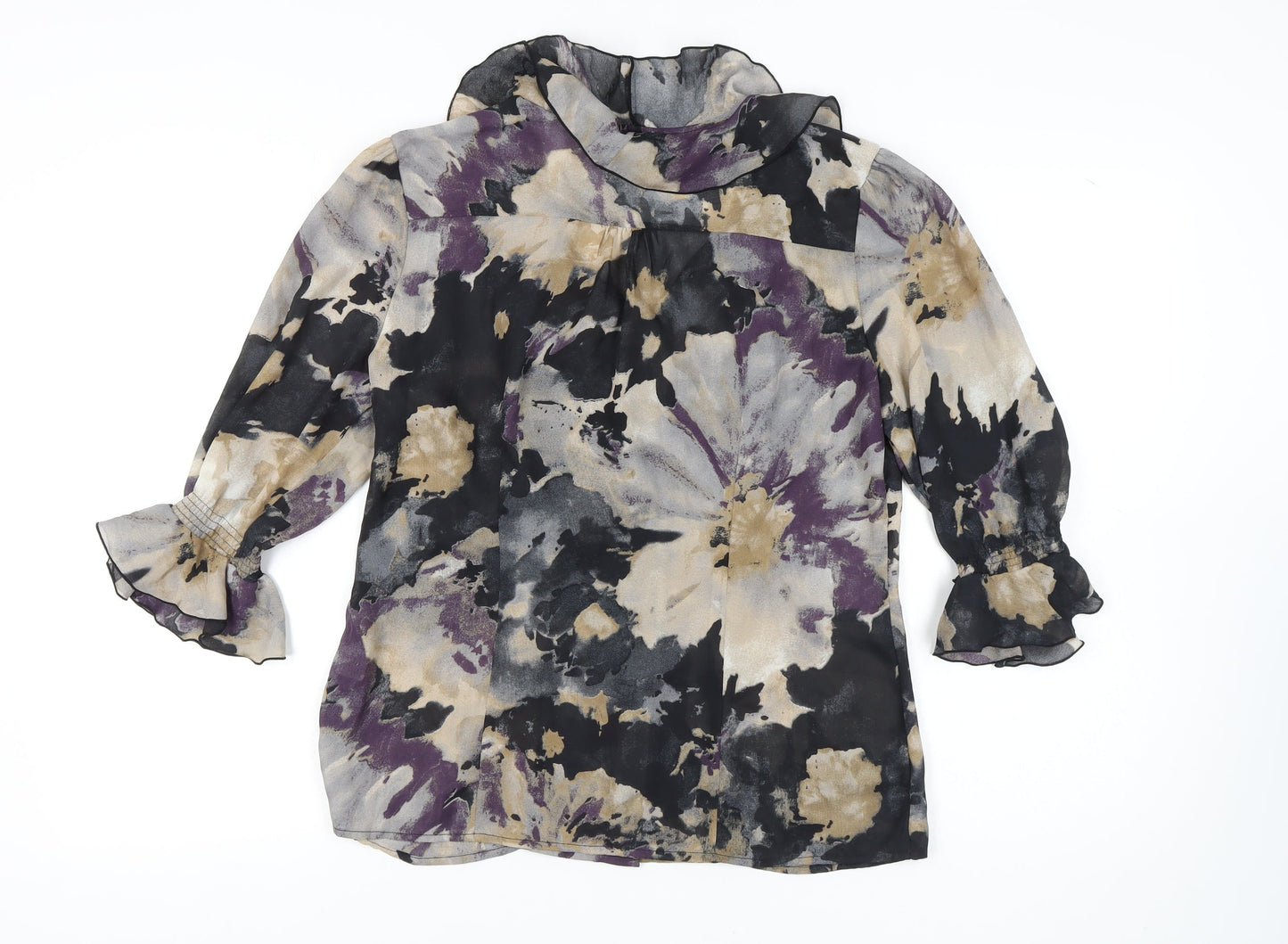 JAIPUR Women's Multicoloured Floral Ruffle Blouse, Size L