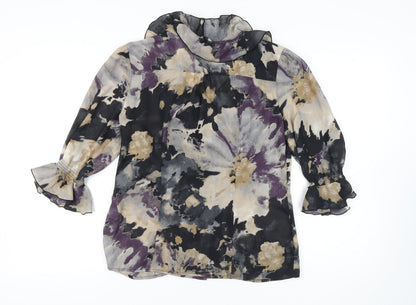 JAIPUR Women's Multicoloured Floral Ruffle Blouse, Size L