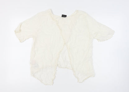 VILA Women’s Ivory Blouse, Medium, Short Sleeve