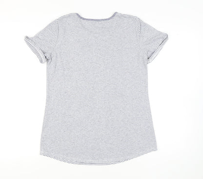 Mr Max Fashions Women's Blue Striped T-Shirt Size M