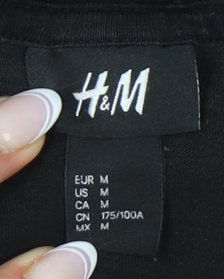 Unisex Adults UK Size M H&M Black  T-Shirt