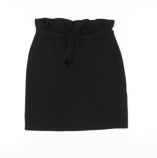Lipsy Women's Black Pencil Skirt Size 6, High Waist, Tie Closure