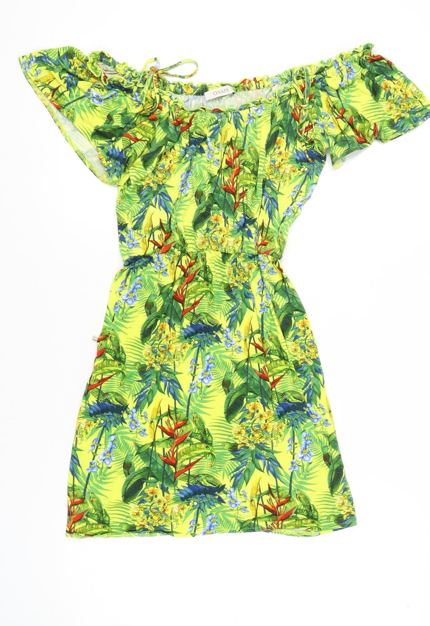 Oasis Women's Tropical Print Off Shoulder Dress M