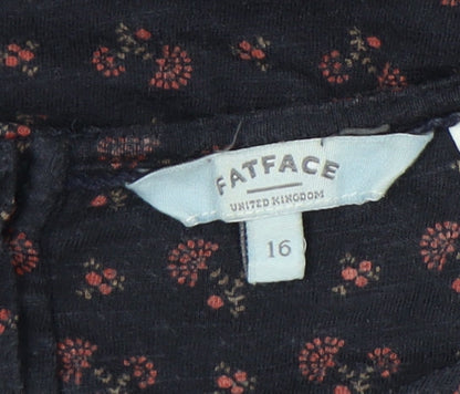 Womens UK Size 16 FatFace Black Tunic Blouse