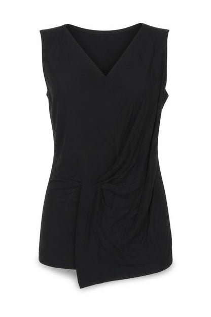 Ronen Chen Women's Black V-Neck Sleeveless Wrap Top