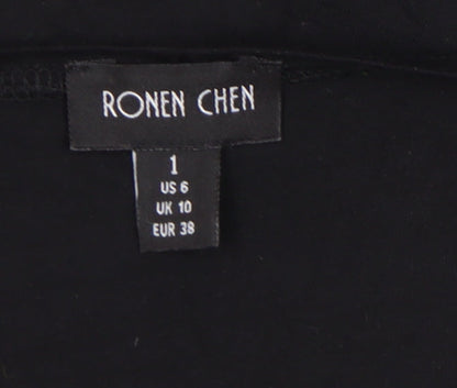 Ronen Chen Women's Black V-Neck Sleeveless Wrap Top
