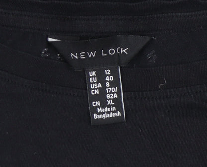 New Look Women's Black T-Shirt UK 12