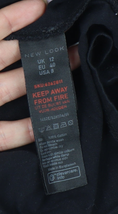 New Look Women's Black T-Shirt UK 12