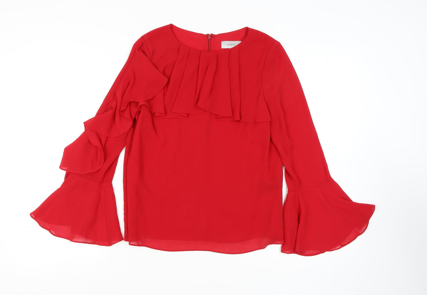 Coast Women's Red Ruffle Blouse UK 12