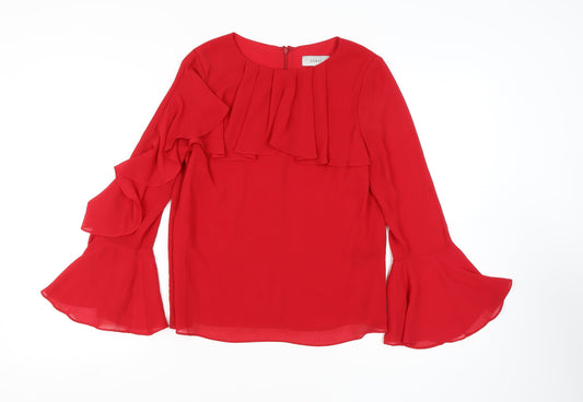 Coast Women's Red Ruffle Blouse UK 12