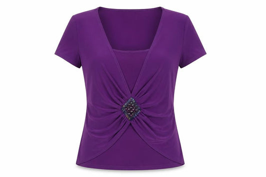 Womens UK Size 14 Kaliko Purple  T-Shirt