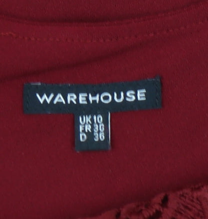 Womens UK Size 10 Warehouse Red Camisole Blouse