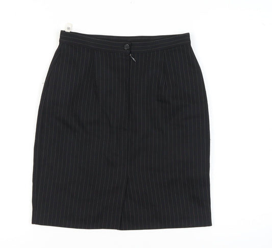 Next Women's Black Pinstripe Pencil Skirt Size 10