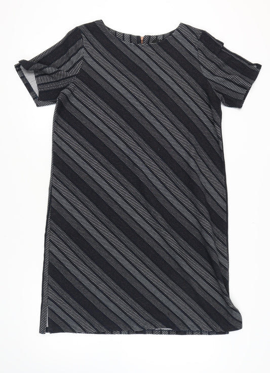 Next Women's Black Grey Striped Shift Dress UK 18