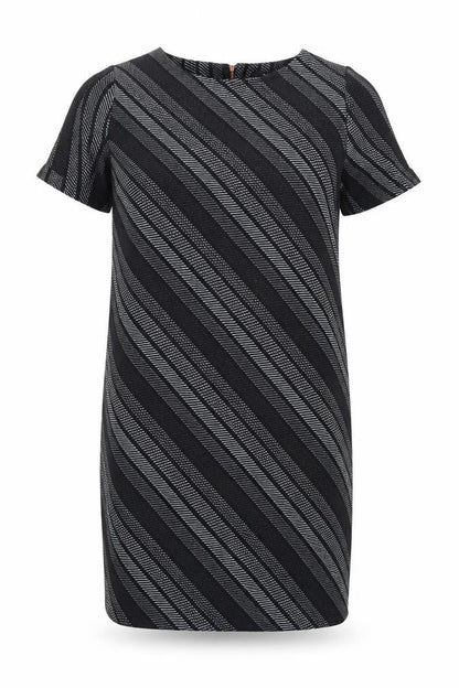Next Women's Black Grey Striped Shift Dress UK 18